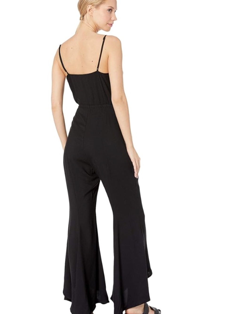 Bb Dakota Black V-Neck Wide Flutter Leg Jumpsuit Sz 2 / XS - Picture 2 of 8
